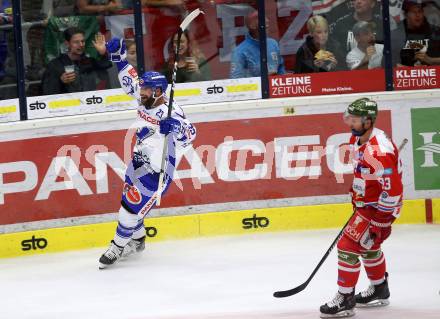 EBEL. Eishockey Bundesliga. EC VSV gegen HCB Suedtirol Alperia.  Torjubel Schlacher Markus,  (VSV). Villach, am 15.9.2019.
Foto: Kuess
www.qspictures.net
---
pressefotos, pressefotografie, kuess, qs, qspictures, sport, bild, bilder, bilddatenbank