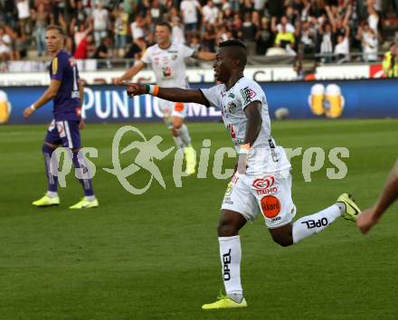 Fussball Bundesliga. RZ Pellets WAC gegen FK Austria Wien. Torjubel Anderson Niangbo (WAC). Wolfsberg, am 15.9.2019.
Foto: Kuess
www.qspictures.net

---
pressefotos, pressefotografie, kuess, qs, qspictures, sport, bild, bilder, bilddatenbank