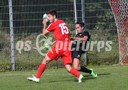 Fussball. Kaerntner Liga. KAC 1909 gegen Koettmannsdorf. Danijel Jovic (KAC), Dominik Kruschitz (Koettmannsdorf). Klagenfurt, 14.9.2019.
Foto: Kuess
www.qspictures.net
---
pressefotos, pressefotografie, kuess, qs, qspictures, sport, bild, bilder, bilddatenbank