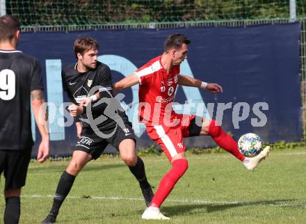 Fussball. Kaerntner Liga. KAC 1909 gegen Koettmannsdorf. Davor Bokalic (KAC), Stephan Borovnik  (Koettmannsdorf). Klagenfurt, 14.9.2019.
Foto: Kuess
www.qspictures.net
---
pressefotos, pressefotografie, kuess, qs, qspictures, sport, bild, bilder, bilddatenbank
