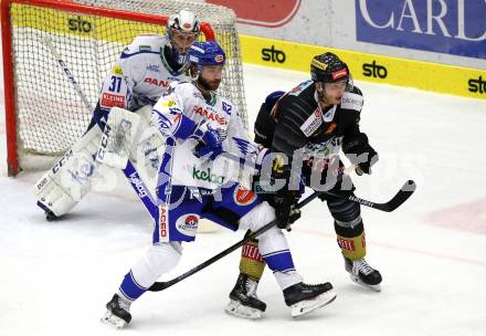 EBEL. Eishockey Bundesliga. EC VSV gegen spusu Vienna Capitals.  Patrick Bjorkstrand, Brandon Maxwell,  (VSV), Kyle Baun (Vienna Capitals). Villach, am 20.9.2019.
Foto: Kuess
www.qspictures.net
---
pressefotos, pressefotografie, kuess, qs, qspictures, sport, bild, bilder, bilddatenbank