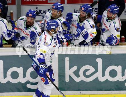 EBEL. Eishockey Bundesliga. EC VSV gegen spusu Vienna Capitals.  Torjubel Patrick Bjorkstrand (VSV). Villach, am 20.9.2019.
Foto: Kuess
www.qspictures.net
---
pressefotos, pressefotografie, kuess, qs, qspictures, sport, bild, bilder, bilddatenbank