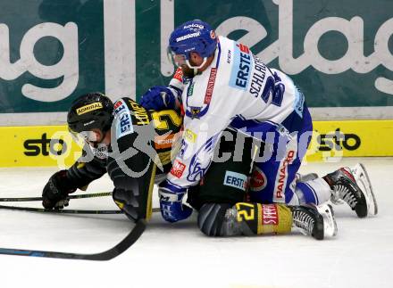 EBEL. Eishockey Bundesliga. EC VSV gegen spusu Vienna Capitals.  Markus Schlacher,  (VSV), Ty Loney (Vienna Capitals). Villach, am 20.9.2019.
Foto: Kuess
www.qspictures.net
---
pressefotos, pressefotografie, kuess, qs, qspictures, sport, bild, bilder, bilddatenbank