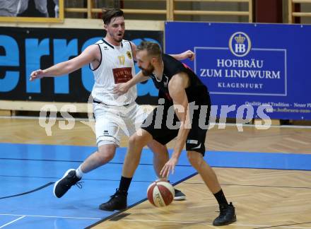 Basketball 2. Bundesliga. Grunddurchgang 1. Runde. Woerthersee Piraten gegen Mistelbach Mustangs. Christof Gspandl,  (Piraten), Jakub Krakovic (Mustangs). Klagenfurt, am 21.9.2019.
Foto: Kuess
www.qspictures.net

---
pressefotos, pressefotografie, kuess, qs, qspictures, sport, bild, bilder, bilddatenbank