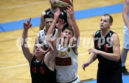 Basketball 2. Bundesliga. Grunddurchgang 1. Runde. Woerthersee Piraten gegen Mistelbach Mustangs.  Tevz Ruzic, (Piraten), Christoph Leydolf, Michal Kremen (Mustangs). Klagenfurt, am 21.9.2019.
Foto: Kuess
www.qspictures.net

---
pressefotos, pressefotografie, kuess, qs, qspictures, sport, bild, bilder, bilddatenbank