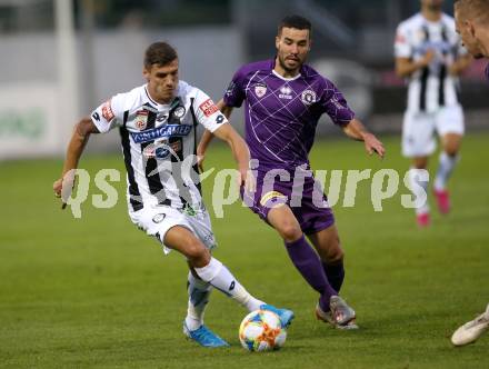 Fussball OEFB-Cup. SK Austria Klagenfurt gegen SK Puntigamer Sturm Graz. Polydoros Gkezos,  (Austria Klagenfurt), Kiril Despodov (Graz). Klagenfurt, am 25.9.2019.
Foto: Kuess
www.qspictures.net
---
pressefotos, pressefotografie, kuess, qs, qspictures, sport, bild, bilder, bilddatenbank
