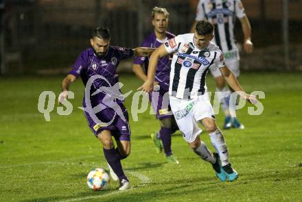 Fussball OEFB-Cup. SK Austria Klagenfurt gegen SK Puntigamer Sturm Graz. Kosmas Gkezos,  (Austria Klagenfurt), Ivan Ljubic (Graz). Klagenfurt, am 25.9.2019.
Foto: Kuess
www.qspictures.net
---
pressefotos, pressefotografie, kuess, qs, qspictures, sport, bild, bilder, bilddatenbank