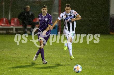 Fussball OEFB-Cup. SK Austria Klagenfurt gegen SK Puntigamer Sturm Graz. Ivan Saravanja,  (Austria Klagenfurt), Stefan Hierlaender (Graz). Klagenfurt, am 25.9.2019.
Foto: Kuess
www.qspictures.net
---
pressefotos, pressefotografie, kuess, qs, qspictures, sport, bild, bilder, bilddatenbank