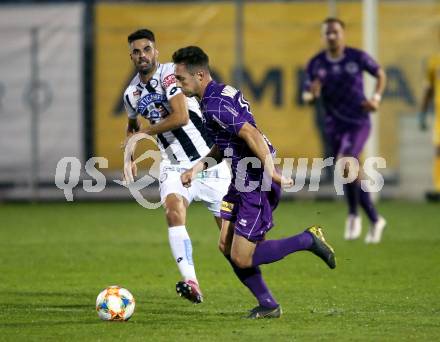 Fussball OEFB-Cup. SK Austria Klagenfurt gegen SK Puntigamer Sturm Graz. Oliver Markoutz, (Austria Klagenfurt),  Juan Maria Dominguez Lamas (Graz). Klagenfurt, am 25.9.2019.
Foto: Kuess
www.qspictures.net
---
pressefotos, pressefotografie, kuess, qs, qspictures, sport, bild, bilder, bilddatenbank