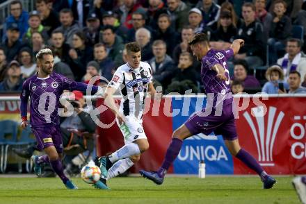 Fussball OEFB-Cup. SK Austria Klagenfurt gegen SK Puntigamer Sturm Graz. Okan Aydin, Thomas Severin Blomeyer, (Austria Klagenfurt),  Kiril Despodov(Graz). Klagenfurt, am 25.9.2019.
Foto: Kuess
www.qspictures.net
---
pressefotos, pressefotografie, kuess, qs, qspictures, sport, bild, bilder, bilddatenbank