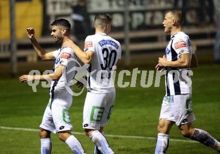 Fussball OEFB-Cup. SK Austria Klagenfurt gegen SK Puntigamer Sturm Graz. Torjubel Juan Maria Dominguez Lamas, Ivan Ljubic, Bekim Balaj (Graz). Klagenfurt, am 25.9.2019.
Foto: Kuess
www.qspictures.net
---
pressefotos, pressefotografie, kuess, qs, qspictures, sport, bild, bilder, bilddatenbank