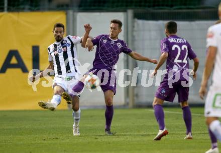 Fussball OEFB-Cup. SK Austria Klagenfurt gegen SK Puntigamer Sturm Graz. Oliver Markoutz, Polydoros Gkezos,  (Austria Klagenfurt), Anastasios Avlonitis (Graz). Klagenfurt, am 25.9.2019.
Foto: Kuess
www.qspictures.net
---
pressefotos, pressefotografie, kuess, qs, qspictures, sport, bild, bilder, bilddatenbank