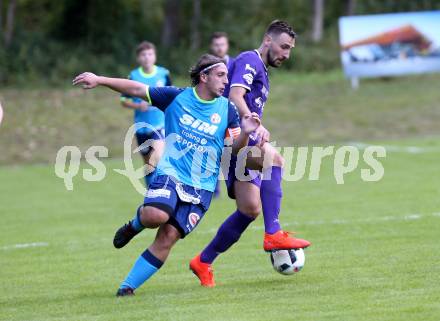 Fussball. 1. Klasse D. Eisenkappel gegem Globasnitz.  Edin Avdic (Eisenkappel), Fabian Lukas Dumpelnik  (Globasnitz). Eisenkappel, 21.9.2019.  
Foto: Kuess
www.qspictures.net
---
pressefotos, pressefotografie, kuess, qs, qspictures, sport, bild, bilder, bilddatenbank