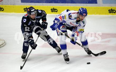 EBEL. Eishockey Bundesliga. EC VSV gegen Hydro Fehervar AV 19.  Bernd Wolf, (VSV), Harri Tikkanen (Alba Volan). Villach, am 27.9.2019.
Foto: Kuess
www.qspictures.net
---
pressefotos, pressefotografie, kuess, qs, qspictures, sport, bild, bilder, bilddatenbank