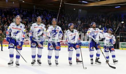 EBEL. Eishockey Bundesliga. EC VSV gegen Hydro Fehervar AV 19. Jubel   (VSV). Villach, am 27.9.2019.
Foto: Kuess
www.qspictures.net
---
pressefotos, pressefotografie, kuess, qs, qspictures, sport, bild, bilder, bilddatenbank
