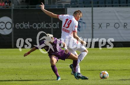 Fussball 2. Liga. SK Austria Klagenfurt gegen SK Vorwaerts Steyr. Okan Aydin (Klagenfurt), Josip Martinovic (Vorwaerts Steyr). Klagenfurt, am 29.9.2019.
Foto: Kuess
www.qspictures.net
---
pressefotos, pressefotografie, kuess, qs, qspictures, sport, bild, bilder, bilddatenbank