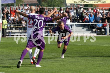 Fussball 2. Liga. SK Austria Klagenfurt gegen SK Vorwaerts Steyr. Torjubel Patrick Greil, Kosmas Gkezos (Austria Klagenfurt). Klagenfurt, am 29.9.2019.
Foto: Kuess
www.qspictures.net
---
pressefotos, pressefotografie, kuess, qs, qspictures, sport, bild, bilder, bilddatenbank