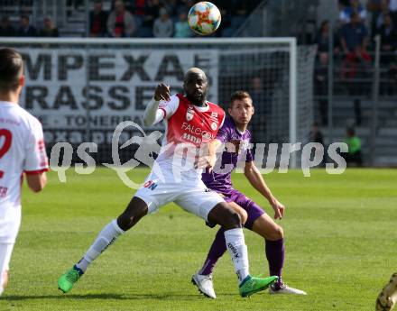 Fussball 2. Liga. SK Austria Klagenfurt gegen SK Vorwaerts Steyr. Ivan Saravanja,  (Austria Klagenfurt),  Christopher Bibaku (Vorwaerts Steyr). Klagenfurt, am 29.9.2019.
Foto: Kuess
www.qspictures.net
---
pressefotos, pressefotografie, kuess, qs, qspictures, sport, bild, bilder, bilddatenbank