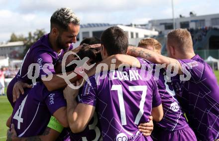 Fussball 2. Liga. SK Austria Klagenfurt gegen SK Vorwaerts Steyr. Torjubel Darijo Pecirep, Patrick Greil, Philipp Huetter, Kosmas Gkezos,  Petar Zubak, Okan Aydin, Florian Jaritz (Austria Klagenfurt). Klagenfurt, am 29.9.2019.
Foto: Kuess
www.qspictures.net
---
pressefotos, pressefotografie, kuess, qs, qspictures, sport, bild, bilder, bilddatenbank