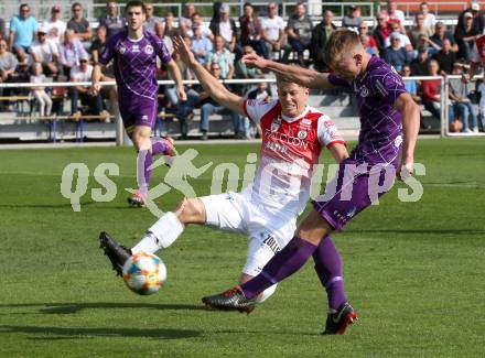 Fussball 2. Liga. SK Austria Klagenfurt gegen SK Vorwaerts Steyr. Florian Freissegger, (Austria Klagenfurt), Michael Halbartschlager  (Vorwaerts Steyr). Klagenfurt, am 29.9.2019.
Foto: Kuess
www.qspictures.net
---
pressefotos, pressefotografie, kuess, qs, qspictures, sport, bild, bilder, bilddatenbank