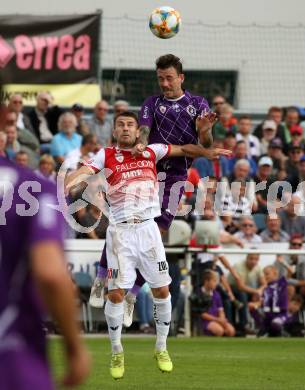 Fussball 2. Liga. SK Austria Klagenfurt gegen SK Vorwaerts Steyr. Philipp Huetter,  (Austria Klagenfurt), Roman Alin (Vorwaerts Steyr). Klagenfurt, am 29.9.2019.
Foto: Kuess
www.qspictures.net
---
pressefotos, pressefotografie, kuess, qs, qspictures, sport, bild, bilder, bilddatenbank