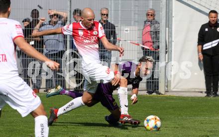 Fussball 2. Liga. SK Austria Klagenfurt gegen SK Vorwaerts Steyr. Okan Aydin,  (Austria Klagenfurt), Thomas Himmelfreundpointner (Vorwaerts Steyr). Klagenfurt, am 29.9.2019.
Foto: Kuess
www.qspictures.net
---
pressefotos, pressefotografie, kuess, qs, qspictures, sport, bild, bilder, bilddatenbank