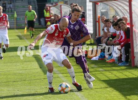 Fussball 2. Liga. SK Austria Klagenfurt gegen SK Vorwaerts Steyr. Patrick Greil, (Austria Klagenfurt), Thomas Himmelfreundpointner  (Vorwaerts Steyr). Klagenfurt, am 29.9.2019.
Foto: Kuess
www.qspictures.net
---
pressefotos, pressefotografie, kuess, qs, qspictures, sport, bild, bilder, bilddatenbank