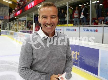 EBEL. Eishockey Bundesliga. KAC gegen	EHC Liwest Black Wings Linz. Hallensprecher Joschi Peharz (KAC). Klagenfurt, am 29.9.2019.
Foto: Kuess
www.qspictures.net

---
pressefotos, pressefotografie, kuess, qs, qspictures, sport, bild, bilder, bilddatenbank