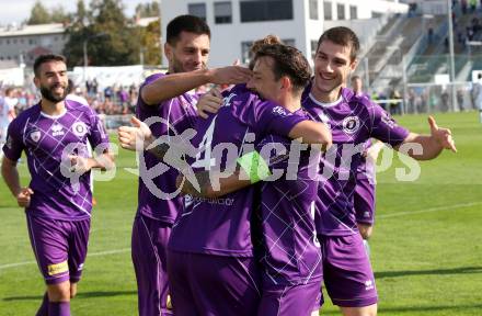 Fussball 2. Liga. SK Austria Klagenfurt gegen SK Vorwaerts Steyr. Torjubel Darijo Pecirep, Patrick Greil, Philipp Huetter, Kosmas Gkezos,  Petar Zubak (Austria Klagenfurt). Klagenfurt, am 29.9.2019.
Foto: Kuess
www.qspictures.net
---
pressefotos, pressefotografie, kuess, qs, qspictures, sport, bild, bilder, bilddatenbank