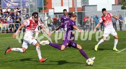 Fussball 2. Liga. SK Austria Klagenfurt gegen SK Vorwaerts Steyr. Patrick Greil,  (Austria Klagenfurt), Alberto Prada-Vega, Dragan Marceta (Vorwaerts Steyr). Klagenfurt, am 29.9.2019.
Foto: Kuess
www.qspictures.net
---
pressefotos, pressefotografie, kuess, qs, qspictures, sport, bild, bilder, bilddatenbank