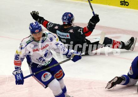 EBEL. Eishockey Bundesliga. EC VSV gegen HC TWK Innsbruck. Torjubel Joel Broda  (Innsbruck). Villach, am 4.10.2019.
Foto: Kuess
www.qspictures.net
---
pressefotos, pressefotografie, kuess, qs, qspictures, sport, bild, bilder, bilddatenbank