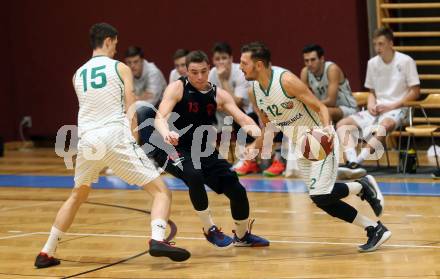 Basketball 2. Bundesliga. Grunddurchgang 3. Runde. KOS Celovec gegen Mistelbach Mustangs. Tiso Cvetkovic,  (KOS Celovec), Christoph Leydolf (Mustangs). Klagenfurt, am 5.10.2019.
Foto: Kuess
www.qspictures.net

---
pressefotos, pressefotografie, kuess, qs, qspictures, sport, bild, bilder, bilddatenbank
