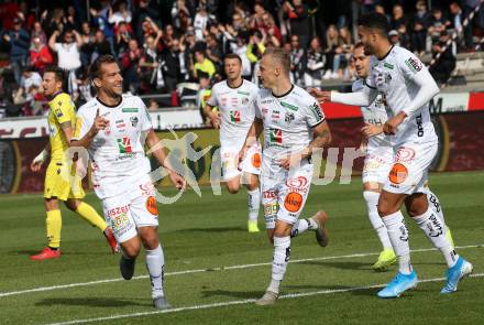 Fussball Bundesliga. RZ Pellets WAC gegen spusu SKN St. Poelten. Torjubel Mario Leitgeb, Marcel Ritzmaier, Michael Liendl, Alexander Schmidt (WAC). Wolfsberg, am 6.10.2019.
Foto: Kuess
www.qspictures.net

---
pressefotos, pressefotografie, kuess, qs, qspictures, sport, bild, bilder, bilddatenbank