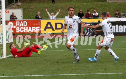Fussball Bundesliga. RZ Pellets WAC gegen spusu SKN St. Poelten. Torjubel Mario Leitgeb, Shon Zalman Weissman (WAC). Wolfsberg, am 6.10.2019.
Foto: Kuess
www.qspictures.net

---
pressefotos, pressefotografie, kuess, qs, qspictures, sport, bild, bilder, bilddatenbank