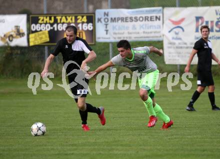 Fussball. 2. Klasse C. Gurk gegen Soerg.  Mario Ring (Gurk), Hajrush Tifeku (Soerg). Gurk, 28.9.2019.
Foto: Kuess
www.qspictures.net
---
pressefotos, pressefotografie, kuess, qs, qspictures, sport, bild, bilder, bilddatenbank