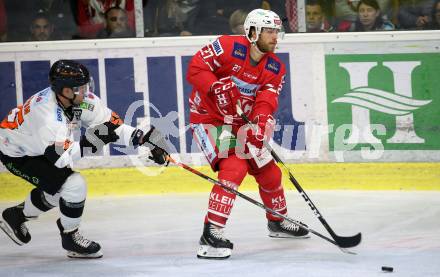EBEL. Eishockey Bundesliga. KAC gegen	Moser Medical Graz99ers. Thomas Hundertpfund,  (KAC), Trevor Hamilton (Graz). Klagenfurt, am 6.10.2019.
Foto: Kuess
www.qspictures.net

---
pressefotos, pressefotografie, kuess, qs, qspictures, sport, bild, bilder, bilddatenbank