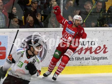 EBEL. Eishockey Bundesliga. KAC gegen	Moser Medical Graz99ers. Torjubel Andrew Jacob Kozek (KAC). Klagenfurt, am 6.10.2019.
Foto: Kuess
www.qspictures.net

---
pressefotos, pressefotografie, kuess, qs, qspictures, sport, bild, bilder, bilddatenbank