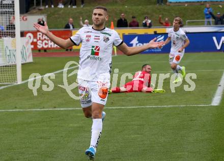 Fussball Bundesliga. RZ Pellets WAC gegen spusu SKN St. Poelten. Torjubel Shon Zalman Weissman (WAC). Wolfsberg, am 6.10.2019.
Foto: Kuess
www.qspictures.net

---
pressefotos, pressefotografie, kuess, qs, qspictures, sport, bild, bilder, bilddatenbank