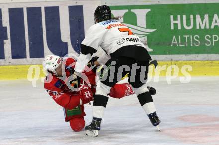 EBEL. Eishockey Bundesliga. KAC gegen	Moser Medical Graz99ers. Marco Richter,  (KAC), Peter Robin Weihager (Graz). Klagenfurt, am 6.10.2019.
Foto: Kuess
www.qspictures.net

---
pressefotos, pressefotografie, kuess, qs, qspictures, sport, bild, bilder, bilddatenbank