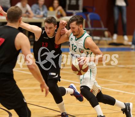 Basketball 2. Bundesliga. Grunddurchgang 3. Runde. KOS Celovec gegen Mistelbach Mustangs. Tiso Cvetkovic,  (KOS Celovec), Christoph Leydolf (Mustangs). Klagenfurt, am 5.10.2019.
Foto: Kuess
www.qspictures.net

---
pressefotos, pressefotografie, kuess, qs, qspictures, sport, bild, bilder, bilddatenbank