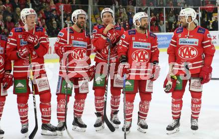 EBEL. Eishockey Bundesliga. KAC gegen	Moser Medical Graz99ers. Michael Kernberger, Martin Schumnig, Patrick Harand, Thomas Koch, Andrew Jacob Kozek (KAC). Klagenfurt, am 6.10.2019.
Foto: Kuess
www.qspictures.net

---
pressefotos, pressefotografie, kuess, qs, qspictures, sport, bild, bilder, bilddatenbank