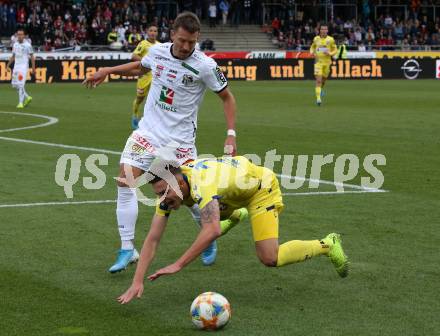 Fussball Bundesliga. RZ Pellets WAC gegen spusu SKN St. Poelten. Christopher Wernitznig,  (WAC), Sandro Ingolitsch (St. Poelten). Wolfsberg, am 6.10.2019.
Foto: Kuess
www.qspictures.net

---
pressefotos, pressefotografie, kuess, qs, qspictures, sport, bild, bilder, bilddatenbank