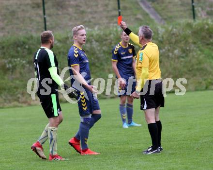 Fussball. 2. Klasse B. SG SK WeiÃenstein/SV Toeplitsch gegen Gitschtal.  Rote Karte fuer Tobias Griesser (WeiÃenstein). WeiÃenstein, 5.10.2019.
Foto: Kuess
www.qspictures.net
---
pressefotos, pressefotografie, kuess, qs, qspictures, sport, bild, bilder, bilddatenbank