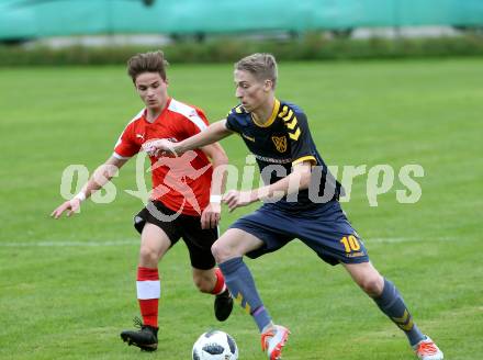 Fussball. 2. Klasse B. SG SK WeiÃenstein/SV Toeplitsch gegen Gitschtal.  Heimo Unterdorfer (WeiÃenstein), Marco Domenig (Gitschtal.). WeiÃenstein, 5.10.2019.
Foto: Kuess
www.qspictures.net
---
pressefotos, pressefotografie, kuess, qs, qspictures, sport, bild, bilder, bilddatenbank