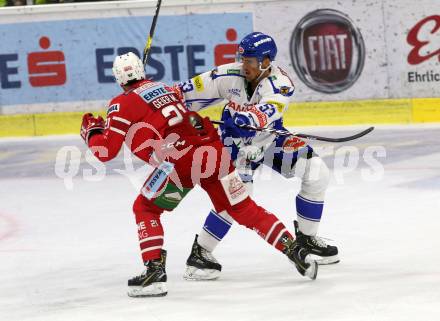 EBEL. Eishockey Bundesliga. KAC gegen	VSV.  Geier Manuel (KAC), Bibic Alen (VSV). Klagenfurt, am 18.10.2019.
Foto: Kuess
www.qspictures.net

---
pressefotos, pressefotografie, kuess, qs, qspictures, sport, bild, bilder, bilddatenbank