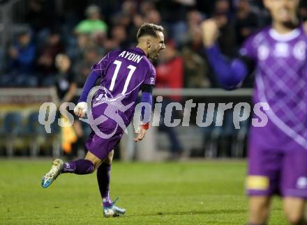 Fussball 2. Liga. SK Austria Klagenfurt gegen  SV Horn. Torjubel Okan Aydin (Austria Klagenfurt). Klagenfurt, am 18.10.2019.
Foto: Kuess
www.qspictures.net
---
pressefotos, pressefotografie, kuess, qs, qspictures, sport, bild, bilder, bilddatenbank