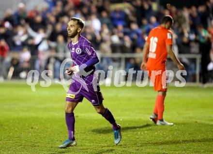 Fussball 2. Liga. SK Austria Klagenfurt gegen  SV Horn. Torjubel Okan Aydin (Austria Klagenfurt). Klagenfurt, am 18.10.2019.
Foto: Kuess
www.qspictures.net
---
pressefotos, pressefotografie, kuess, qs, qspictures, sport, bild, bilder, bilddatenbank
