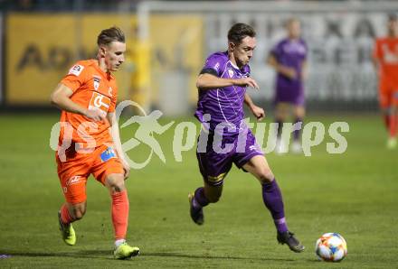 Fussball 2. Liga. SK Austria Klagenfurt gegen  SV Horn. Oliver Markoutz,  (Austria Klagenfurt),  Juergen Bauer (Horn). Klagenfurt, am 18.10.2019.
Foto: Kuess
www.qspictures.net
---
pressefotos, pressefotografie, kuess, qs, qspictures, sport, bild, bilder, bilddatenbank