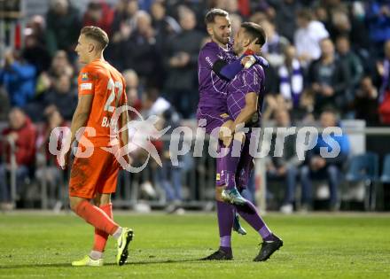 Fussball 2. Liga. SK Austria Klagenfurt gegen  SV Horn. Torjubel Okan Aydin, Darijo Pecirep (Austria Klagenfurt). Klagenfurt, am 18.10.2019.
Foto: Kuess
www.qspictures.net
---
pressefotos, pressefotografie, kuess, qs, qspictures, sport, bild, bilder, bilddatenbank
