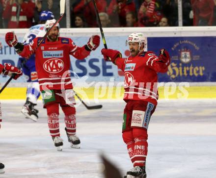 EBEL. Eishockey Bundesliga. KAC gegen	VSV. Torjubel Andrew Kozek (KAC). Klagenfurt, am 18.10.2019.
Foto: Kuess
www.qspictures.net

---
pressefotos, pressefotografie, kuess, qs, qspictures, sport, bild, bilder, bilddatenbank